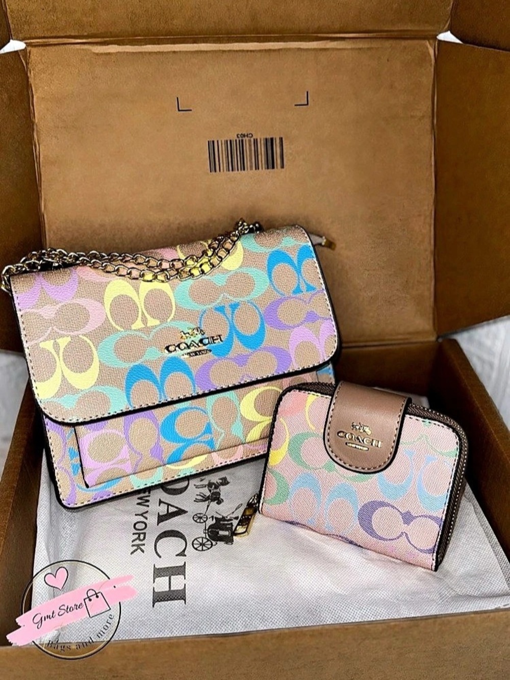 Coach Crossbody Bag in Pink & Blue NWT